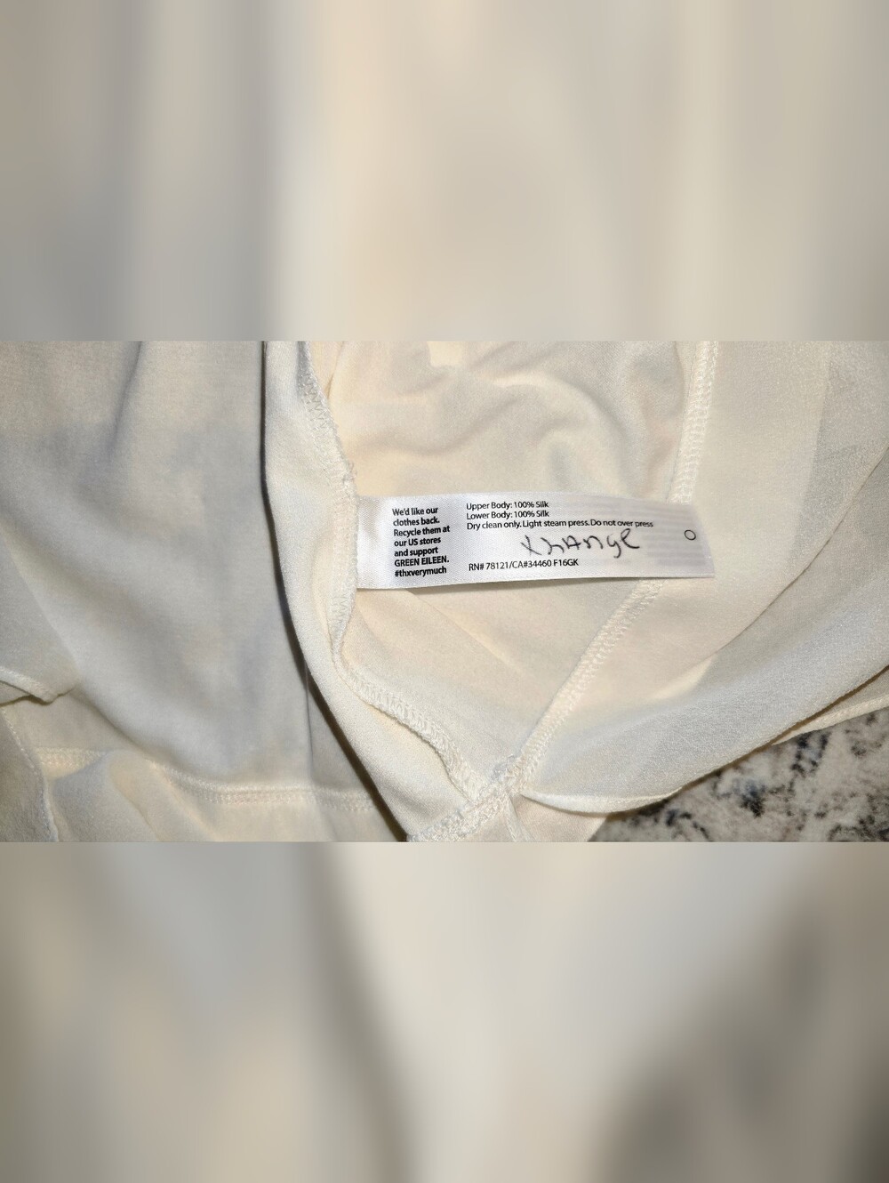Eileen Fisher 100% Silk Ivory Tunic Top - Picture 4 of 5